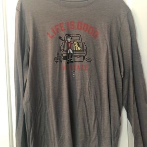 life is good long sleeve with NC state logo